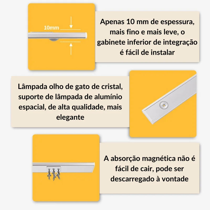 Lâmpada de Led Magnética Com Sensor de Movimento Fácil Instalação Design Elegante e Moderno-ENVIO IMEDIATO PARA TOD BRASIL